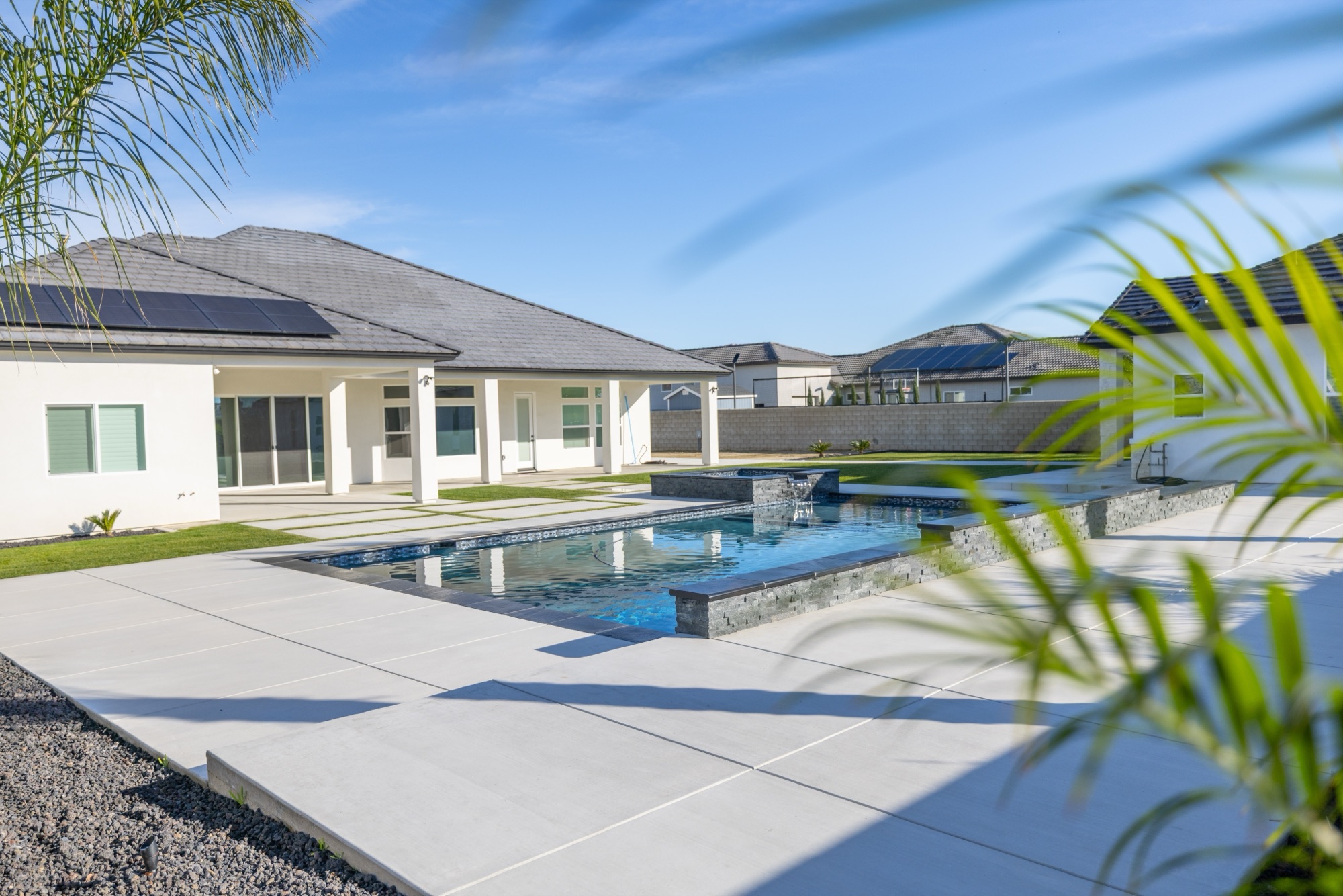 Custom gunite pool and spa with modern home — Bakersfield, CA